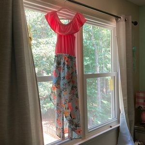 Pink and blue floral dress